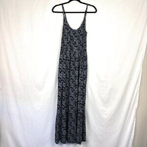 Dip Floral Maxi Dress Women’s Medium Black White Adjustable Straps Tiered Flowy